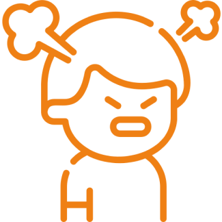 Angry face icon with steam coming out.