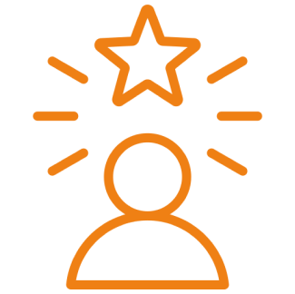 Person icon with star and lines.